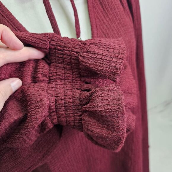 MICHAEL Michael Kors Burgundy Smocked Sleeve Textured Top Size 4X - Picture 7 of 13
